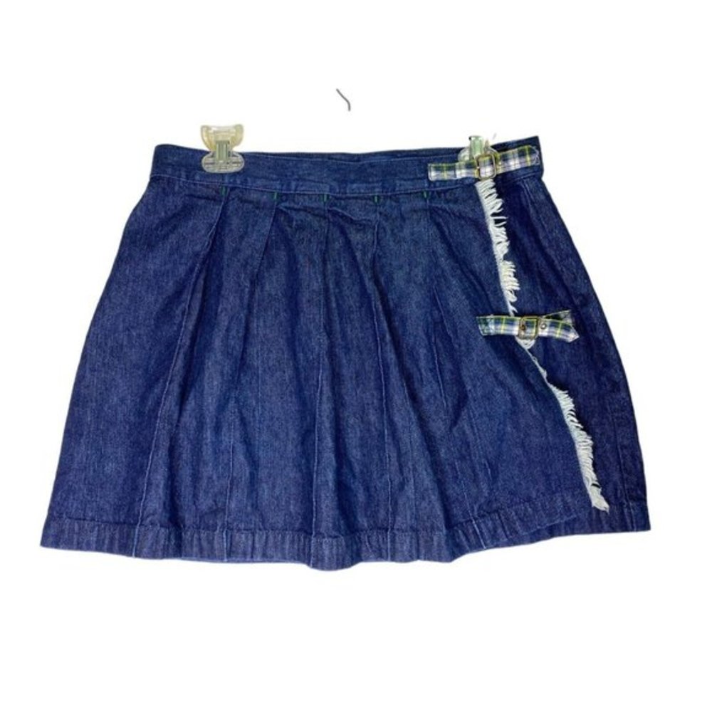 Tommy Jeans Y2K Denim Pleated Skirt‎ Size 11 90’s Clueless Wrap Plaid Jean